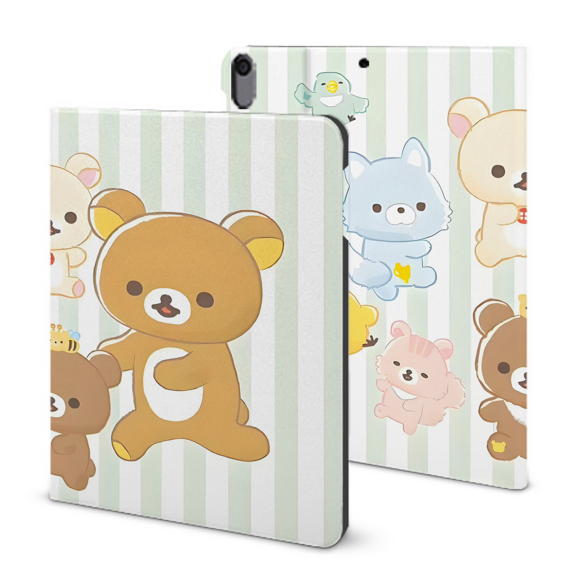 （画像用） リラックマ リラックマ キイロイトリ Rilakkuma Korilakkuma Kiiroitori IPad ケース ブック型 PUレザー TPU 耐衝撃 軽量 薄型 ペン収納なし 全面保護 IPad 各モデル対応